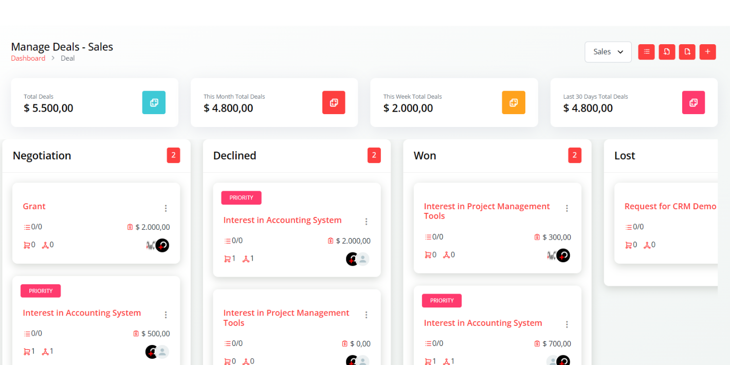 Deal Pipeline Interface